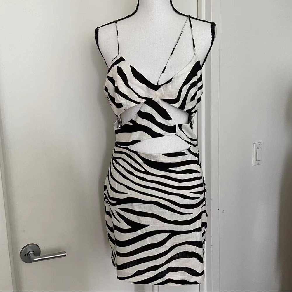 Zara Cut Out Zebra Print Mini Dress Size M